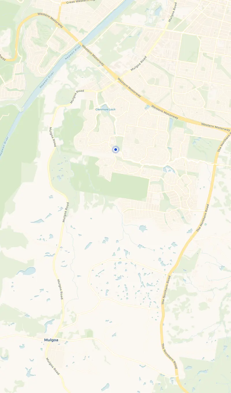 Map of the Glenmore Park service area and the surrounding suburbs we cover.